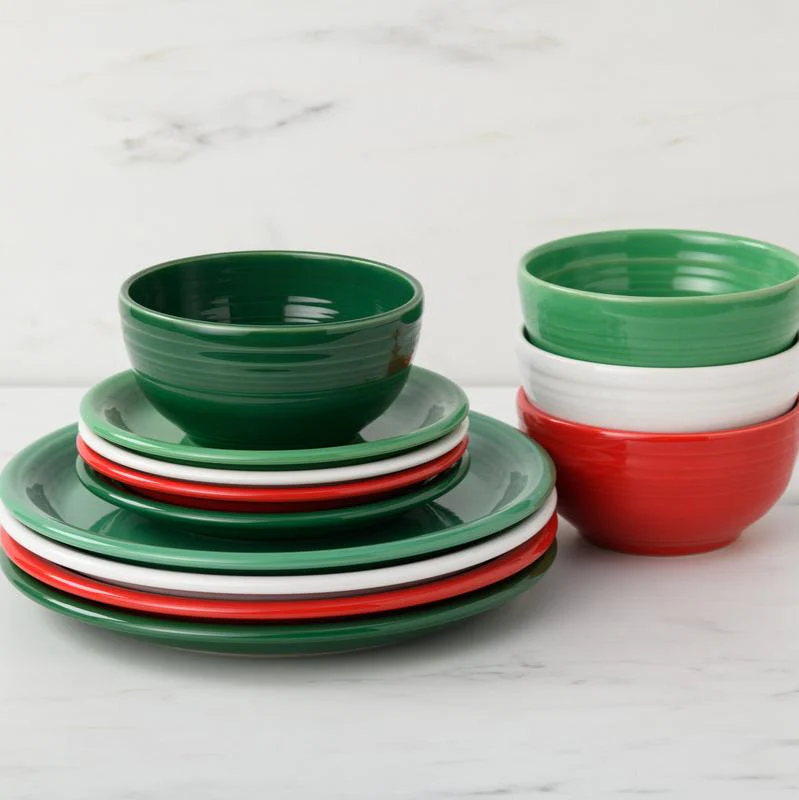 Christmas Mixed Color Bistro Coupe 12-Piece Dinnerware Set, Service for 4 - Image 2