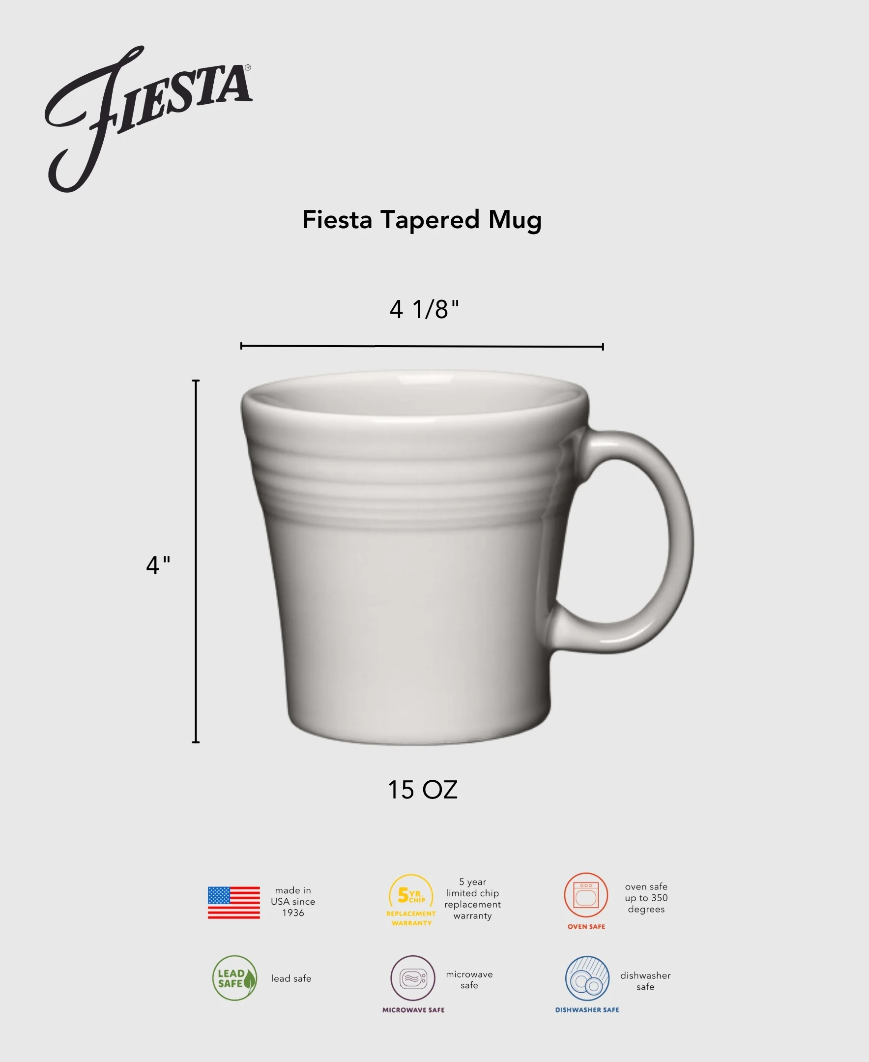 White 15 OZ Set of 4 Tapered Mugs - Image 2