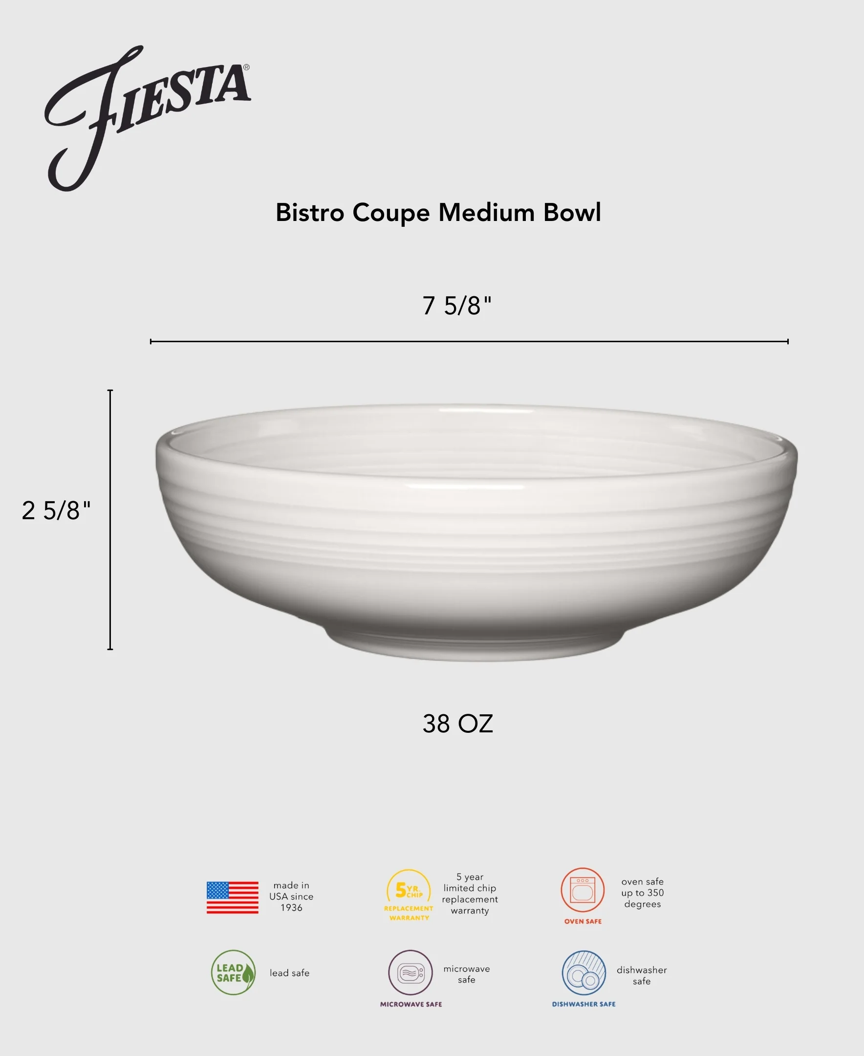 Bistro Coupe 7 5/8 Inch Medium Bowl 38 OZ - Image 5
