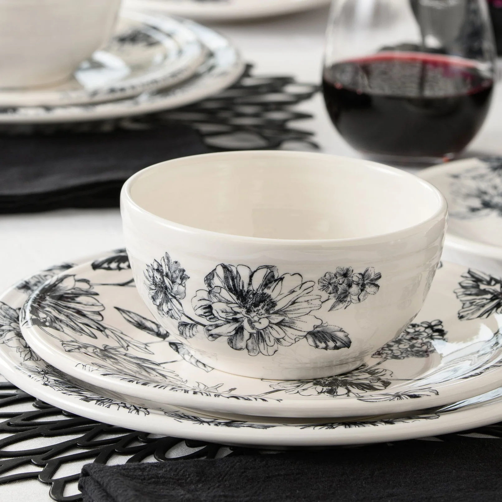Botanical Floral Black 5 OZ Mini Disk Pitcher - Image 3