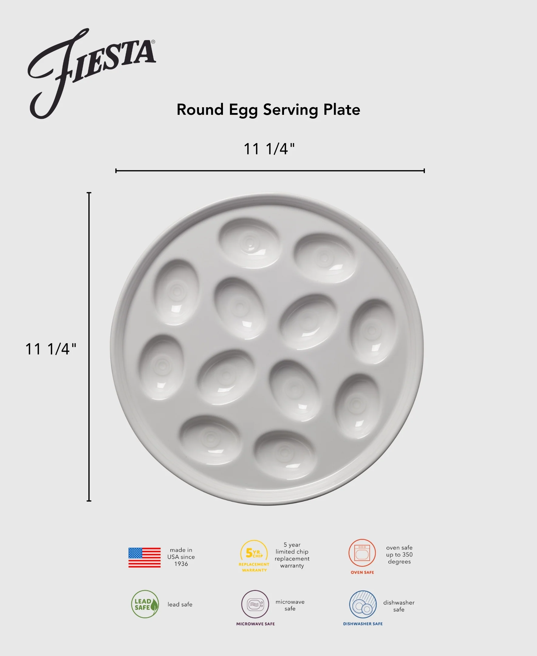 Round Egg Serving Platter 11 1/4 Inch - Image 3