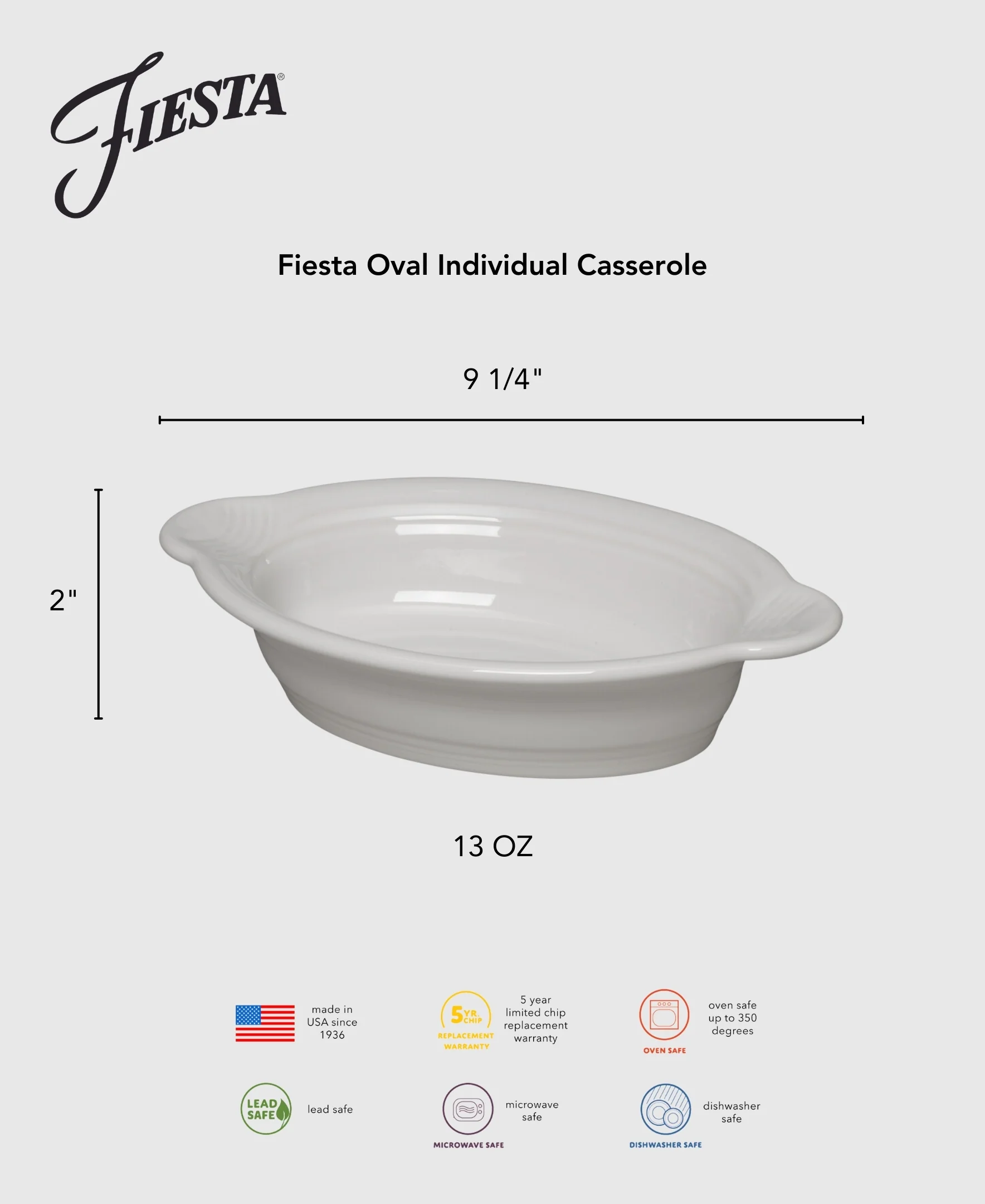 Fiesta 9 1/8 Inch Oval Individual Casserole 13 OZ - Image 4