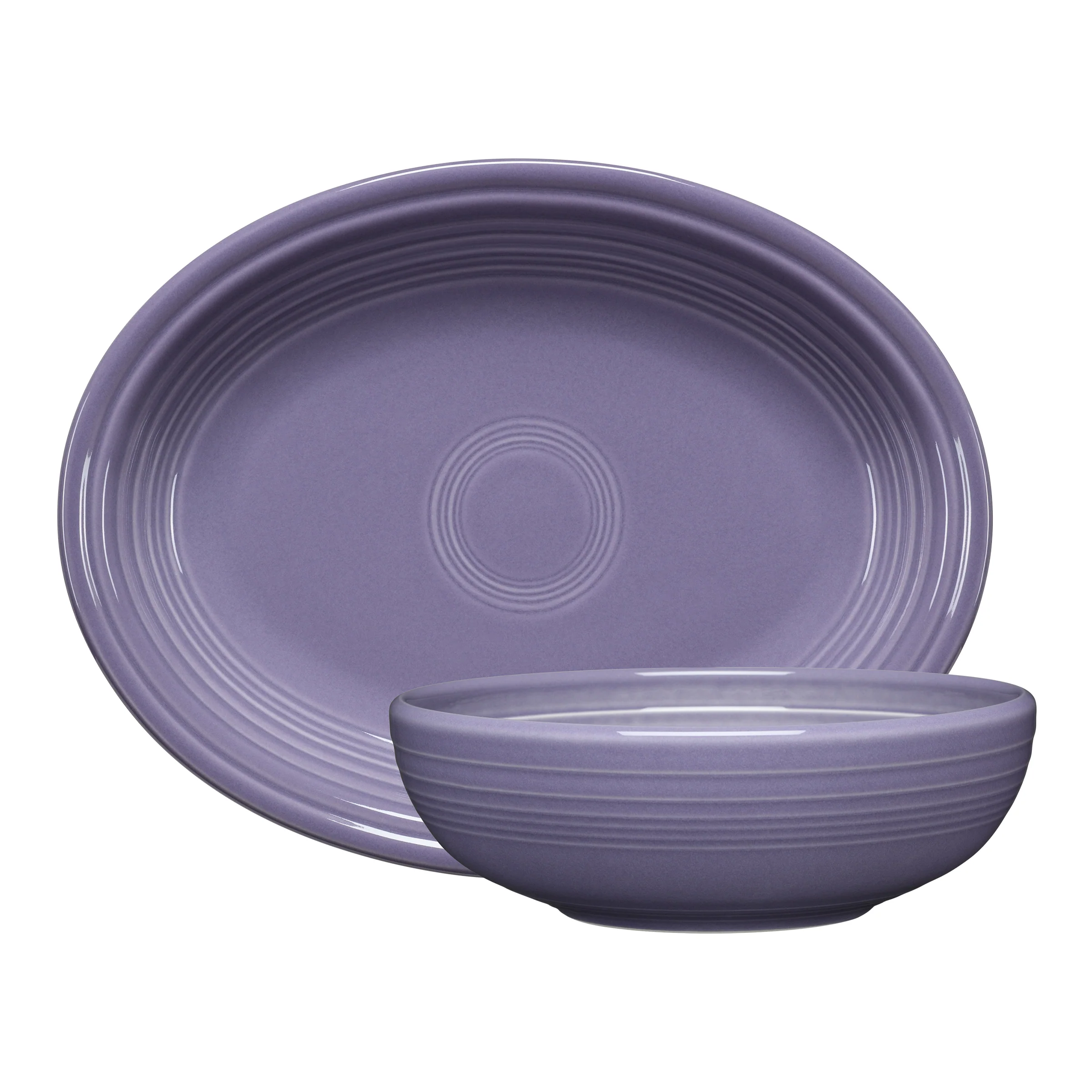 Lavender 2-Piece Serve Set 11 5/8 Inch Oval Platter & 38 OZ Bistro Bowl