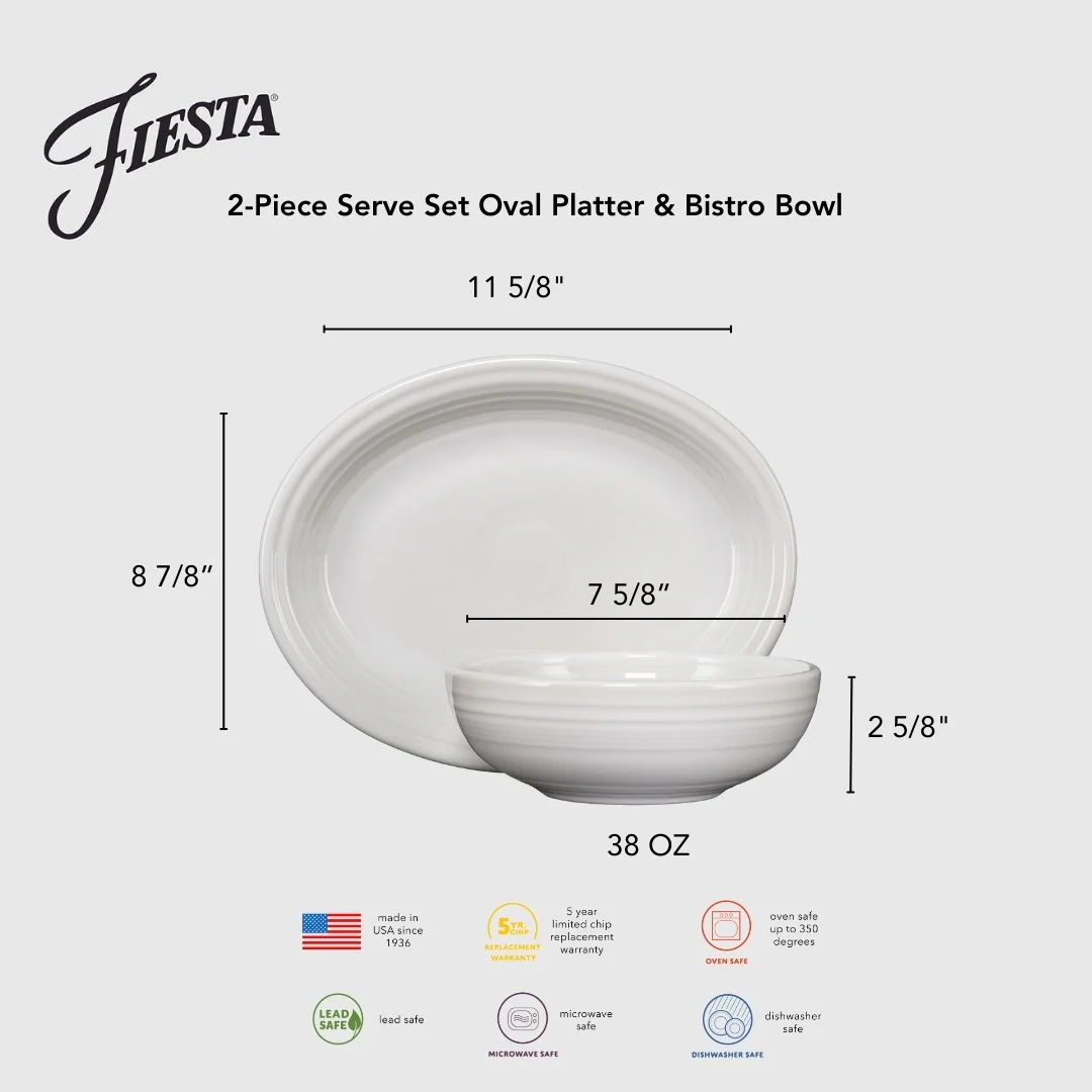 Lavender 2-Piece Serve Set 11 5/8 Inch Oval Platter & 38 OZ Bistro Bowl - Image 3