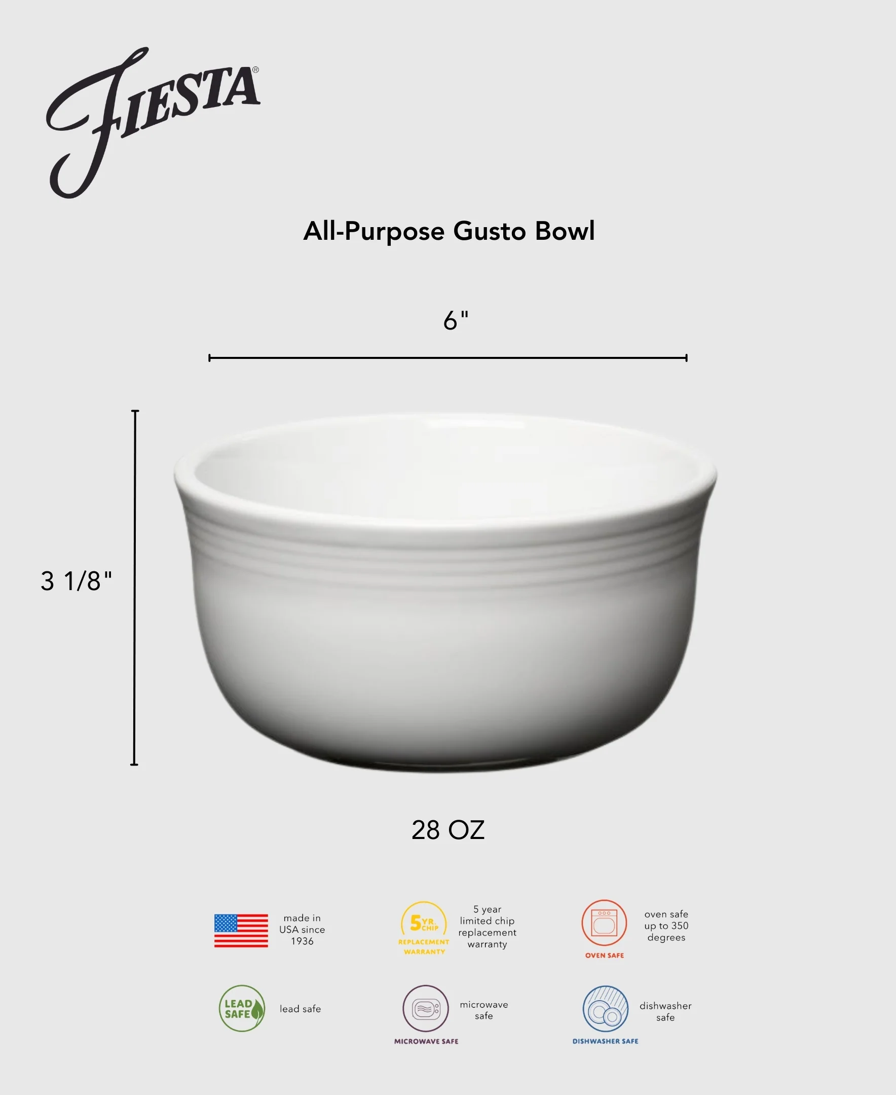 Lavender All-Purpose 6 Inch Gusto Bowl 28 OZ - Image 3
