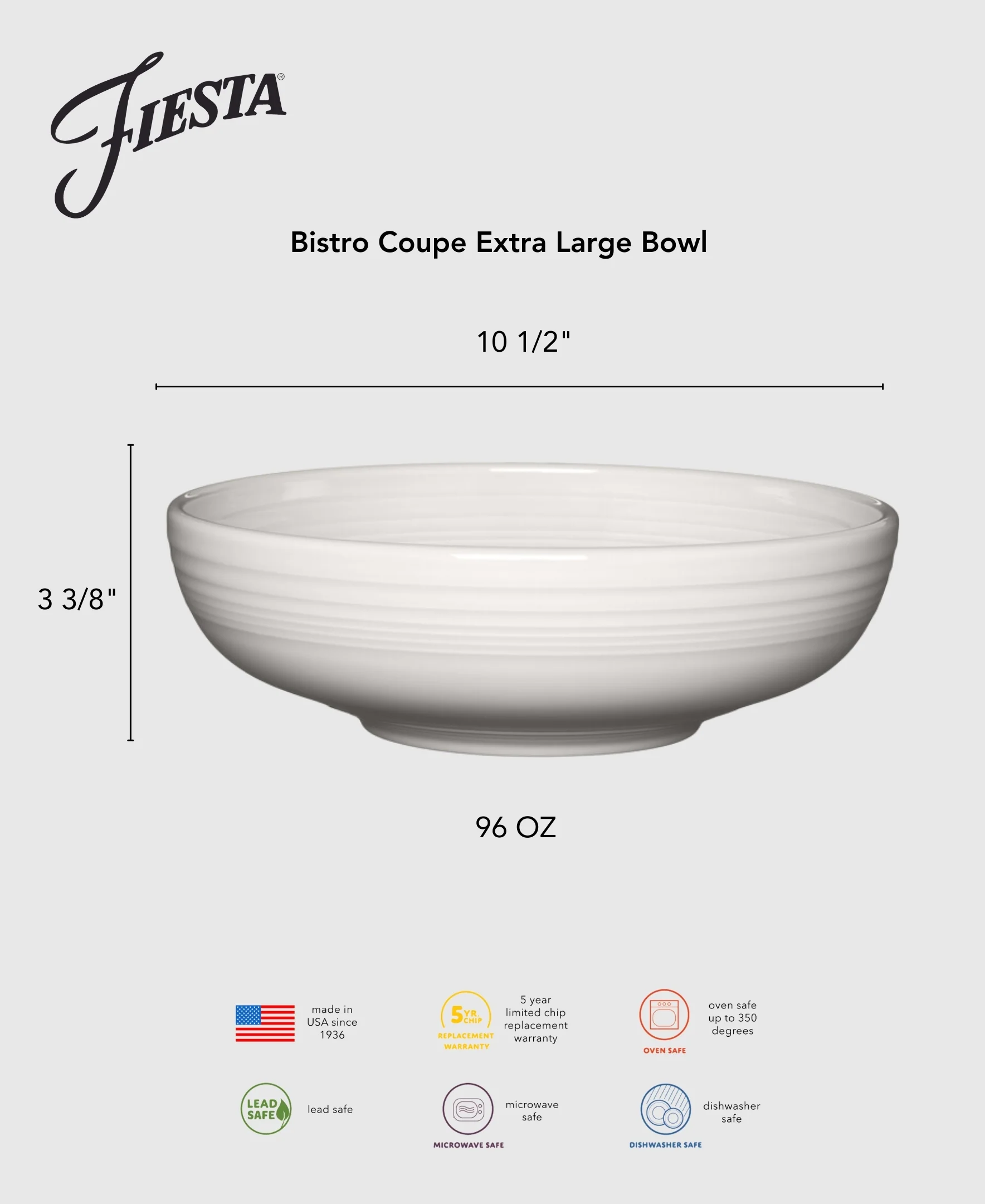 Lavender Bistro Coupe 10 1/2 Inch Extra Large Bowl 96 OZ - Image 3