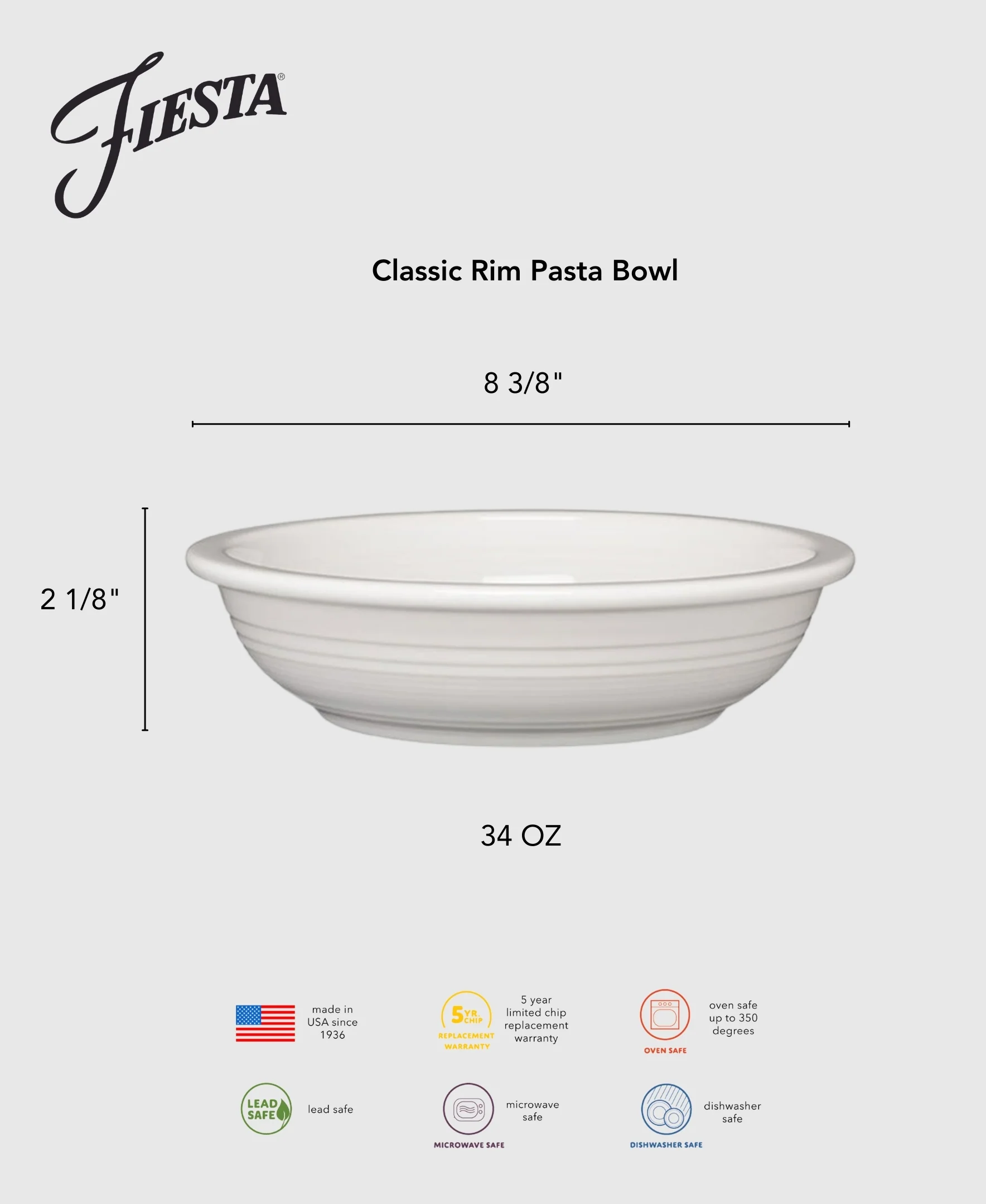 Lavender Classic Rim 8 3/8 Inch Pasta Bowl 34 OZ - Image 3