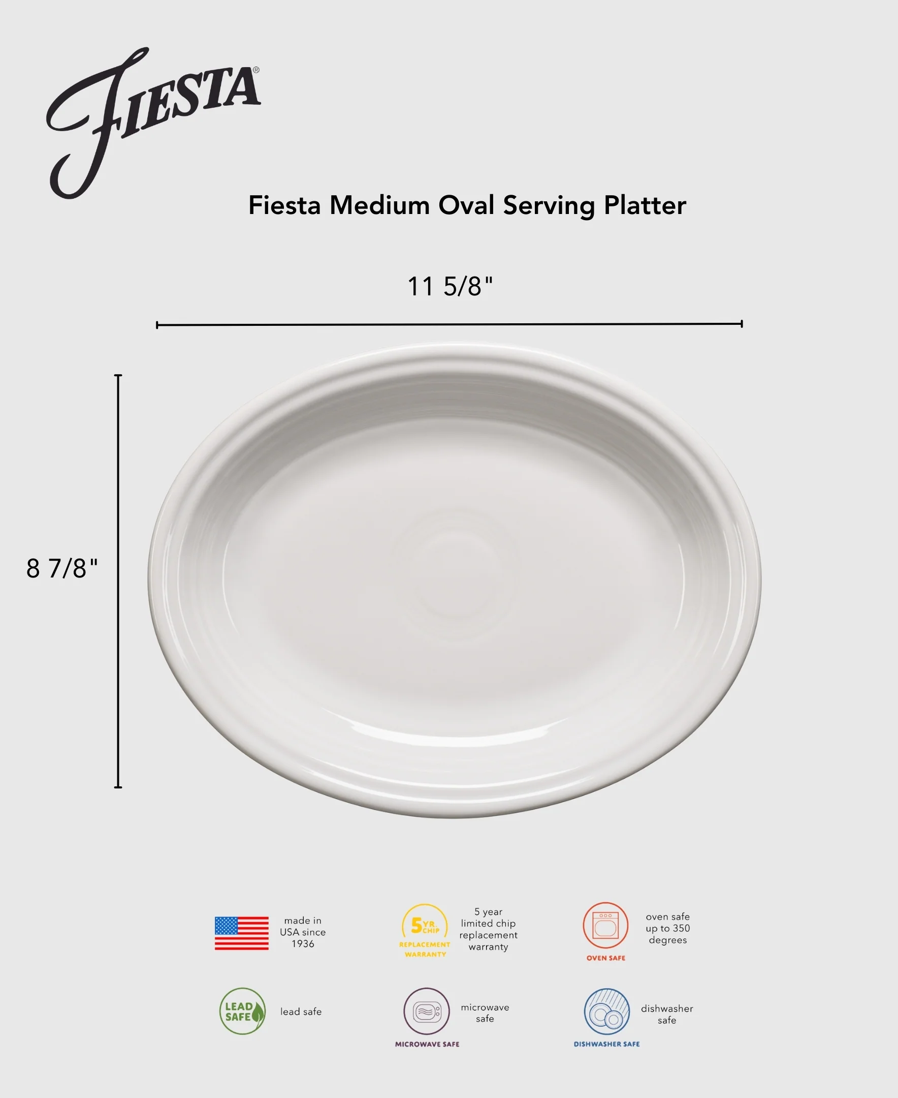 Lavender 11 5/8 Inch Medium Oval Serving Platter - Image 3