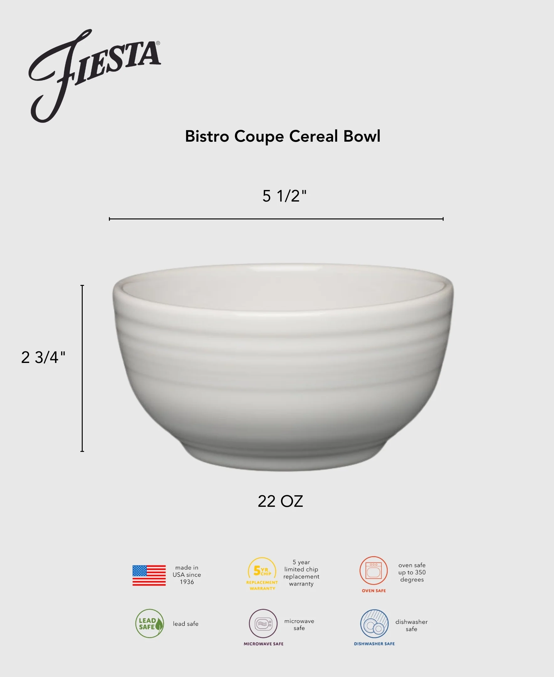 Bistro Coupe 5 1/2 Inch Cereal Bowl 22 OZ - Image 12