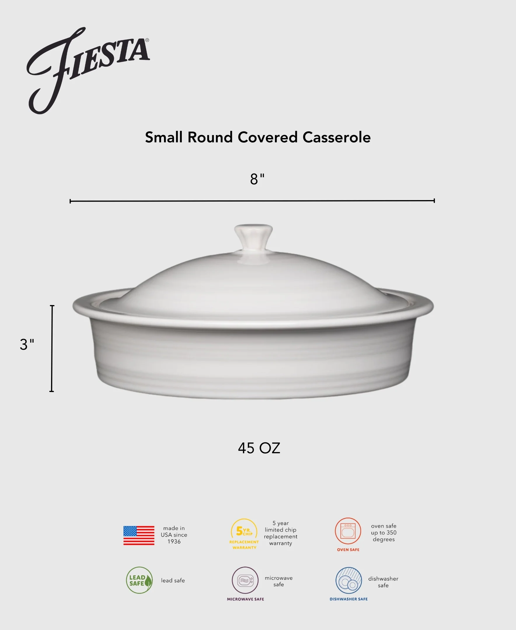 Retired Small 10 Inch Round Covered Casserole 1.4 Quart - Image 3