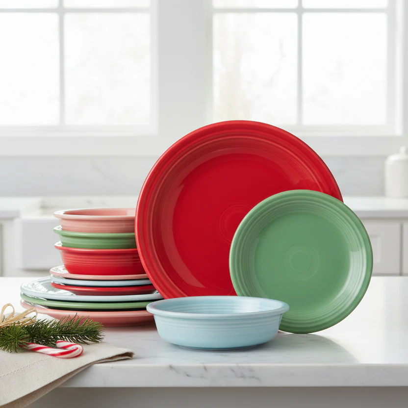 Peppermint Frost Mixed Color Classic Rim 12-Piece Dinnerware Set, Service for 4 - Image 2