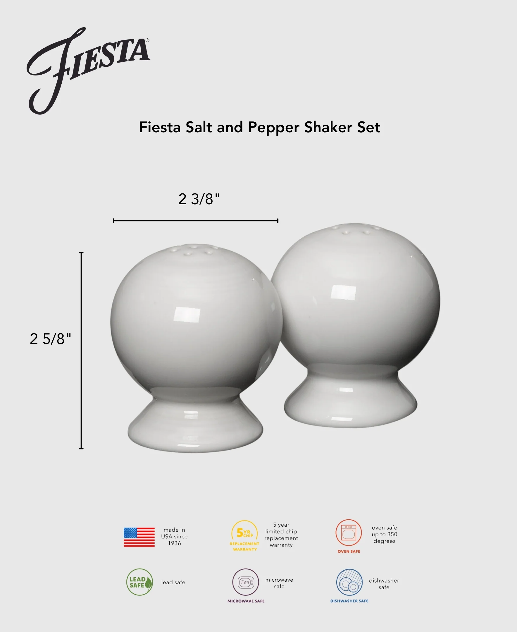 Fiesta 2 5/8 Inch Salt and Pepper Shaker Set - Image 5