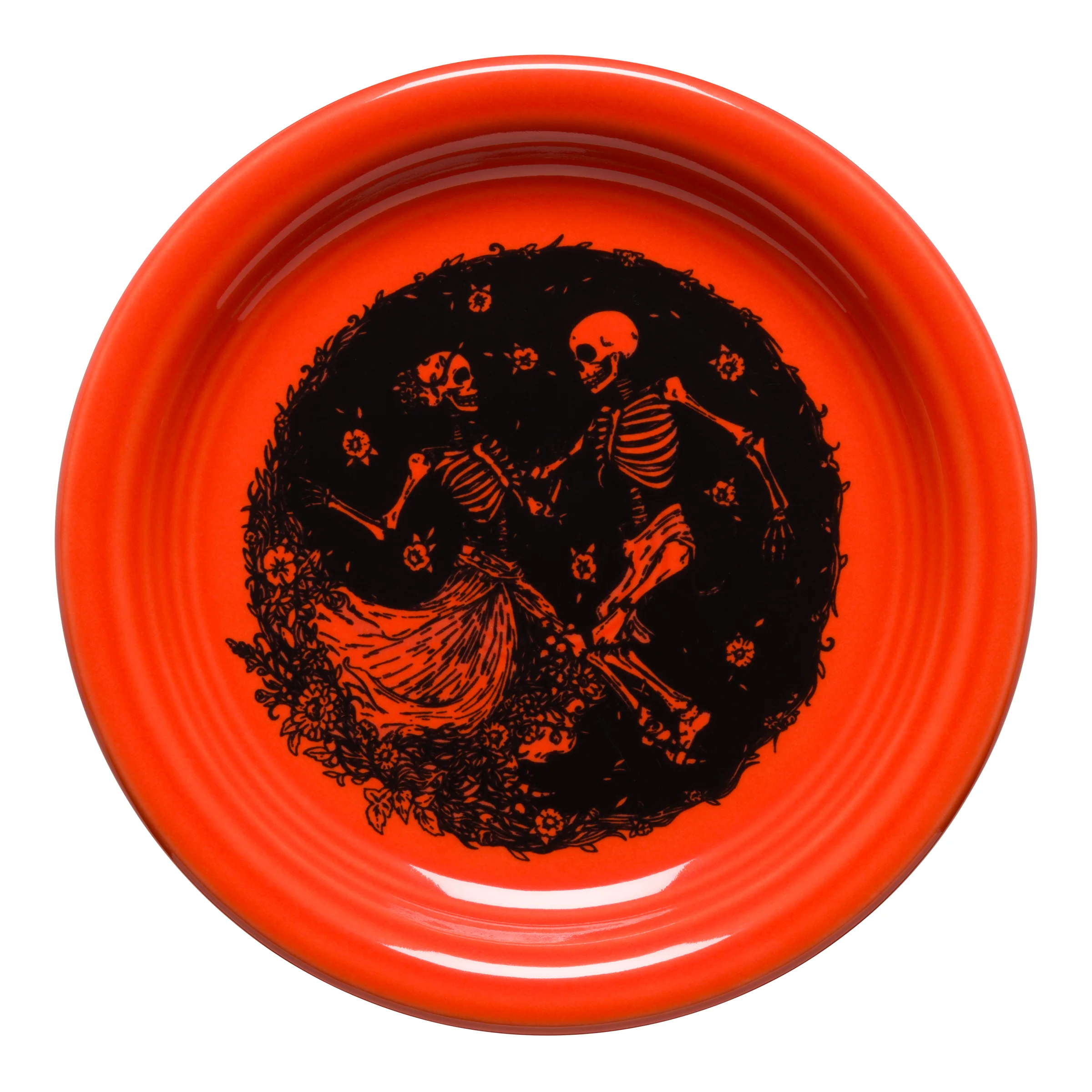 Retired Skeleton Duet Poppy Bistro Coupe 6 1/4 Inch Appetizer Plate - Image 2
