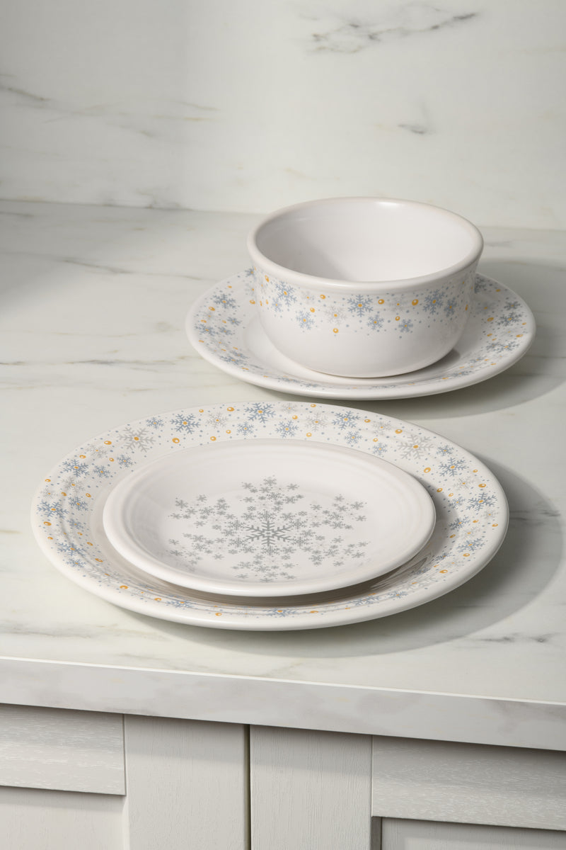 White Snowflake Classic Rim 10 1/2 Inch Dinner Plate - Image 2